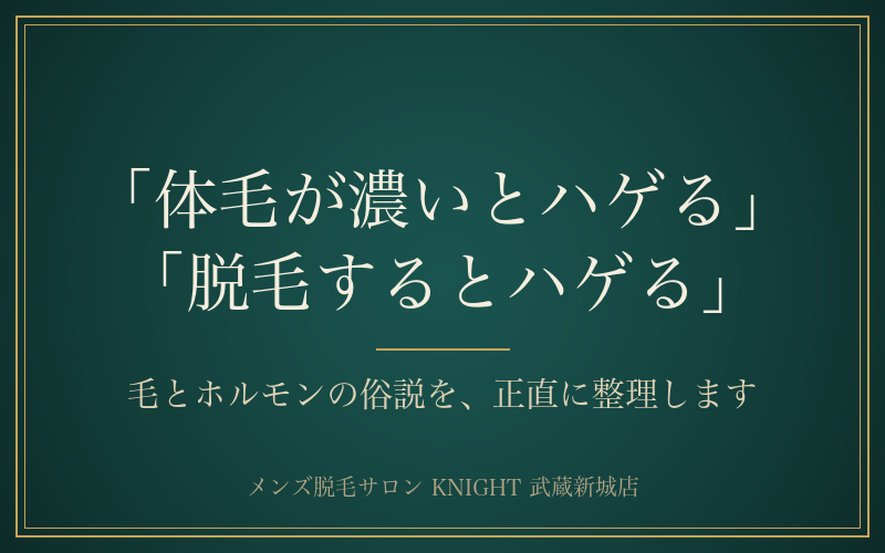 体毛が濃いとハゲる・脱毛するとハゲるは本当か｜俗説の正直な整理｜KNIGHT武蔵新城店