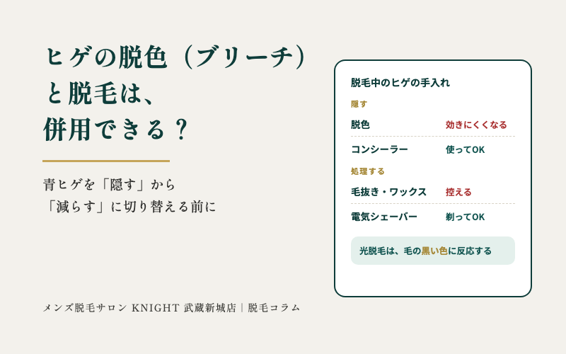 ヒゲの脱色（ブリーチ）と脱毛は併用できる？ 青ヒゲを「隠す」から「減らす」に切り替える前に｜KNIGHT武蔵新城店
