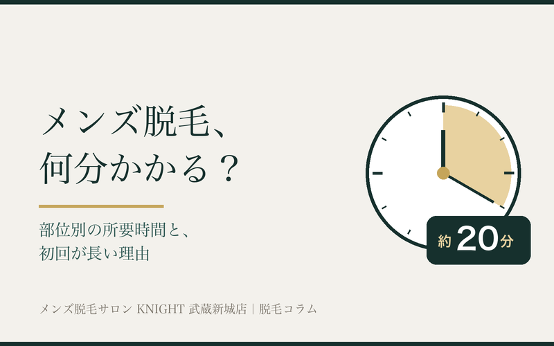 メンズ脱毛の所要時間｜部位別に何分かかるか｜KNIGHT武蔵新城店