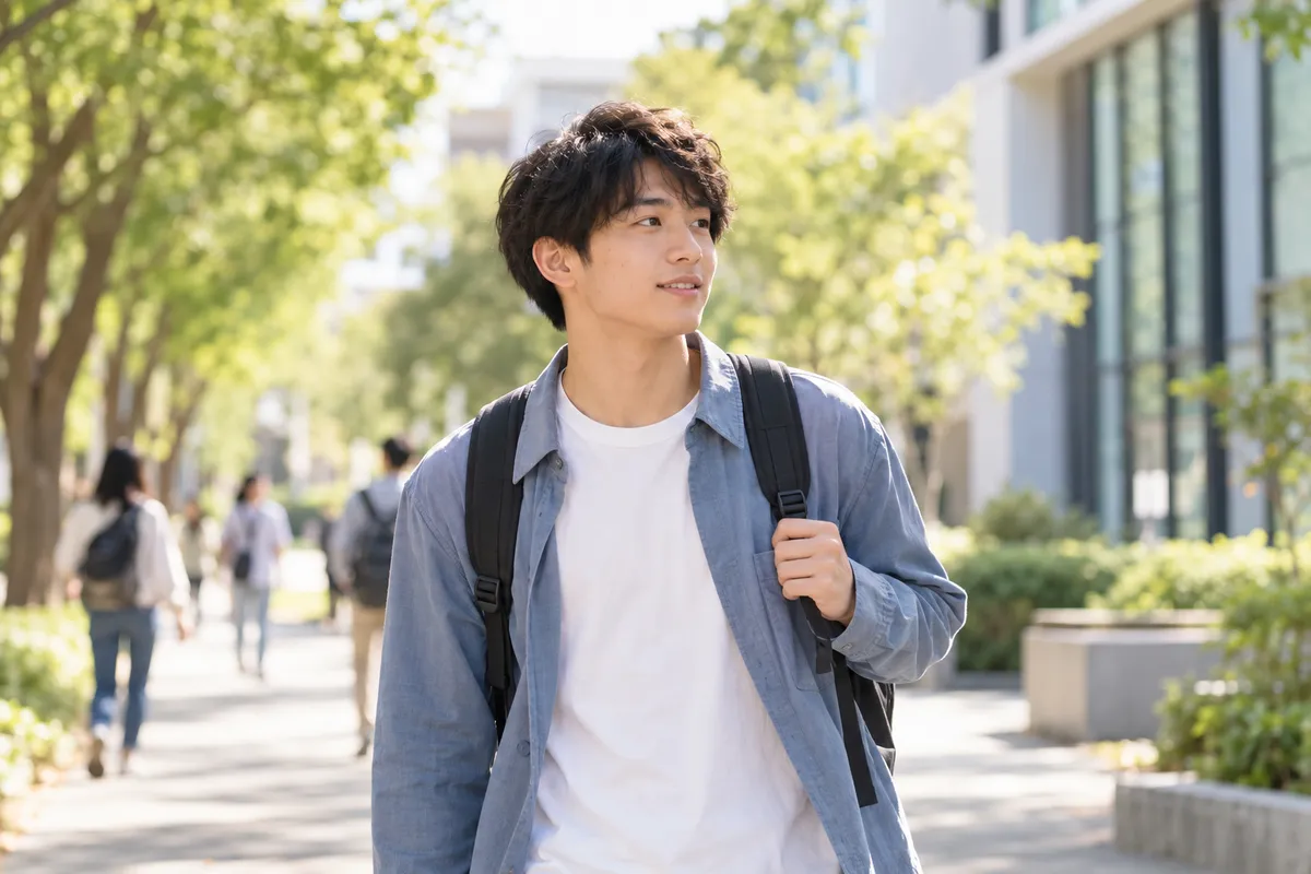 10代のメンズ脱毛のイメージ｜キャンパスを歩く学生