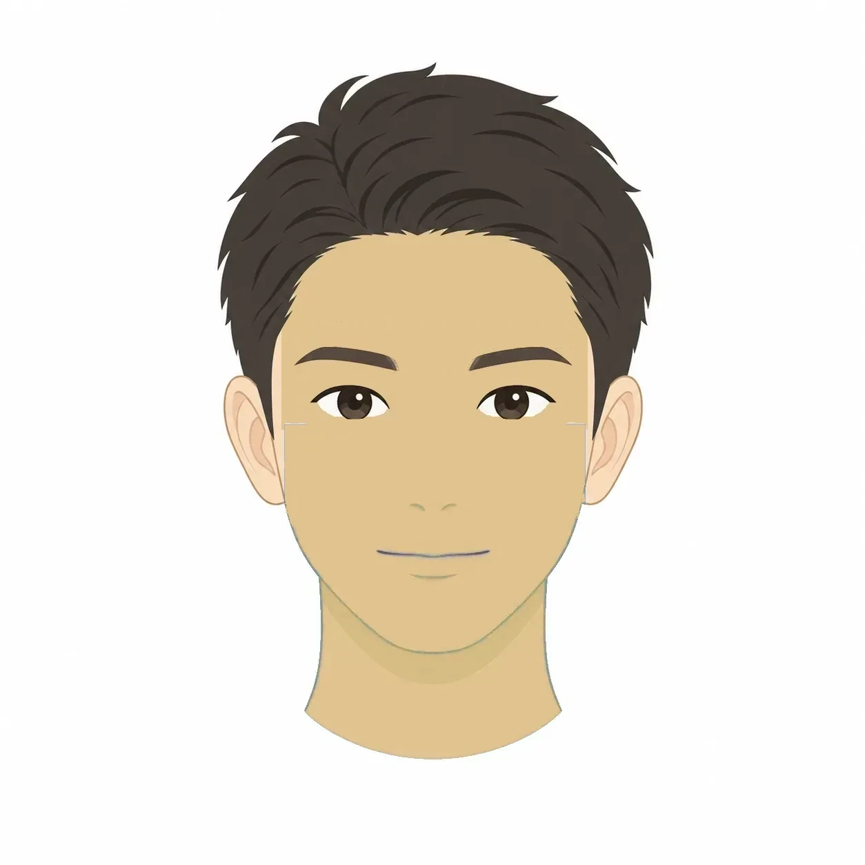 KNIGHTフェイシャルの対応範囲｜顔全体を色分けした範囲図（耳は対象外）｜KNIGHT武蔵新城店